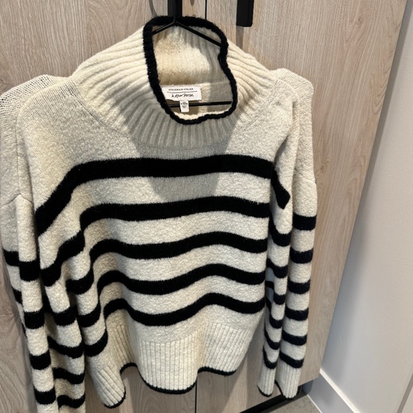 & Other Stories high neck stipe knitted jumper in black and white - Picture 3 of 3